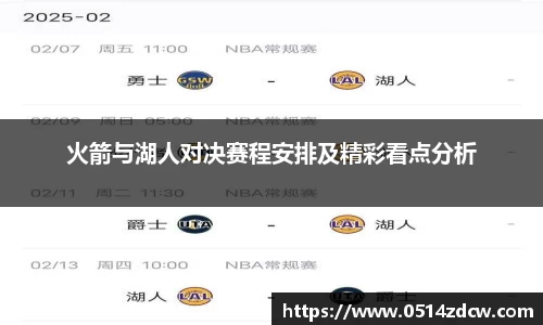 火箭与湖人对决赛程安排及精彩看点分析