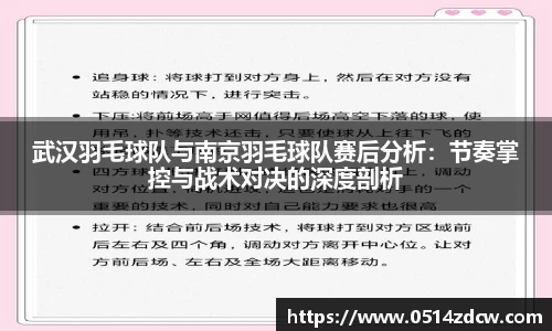 武汉羽毛球队与南京羽毛球队赛后分析：节奏掌控与战术对决的深度剖析